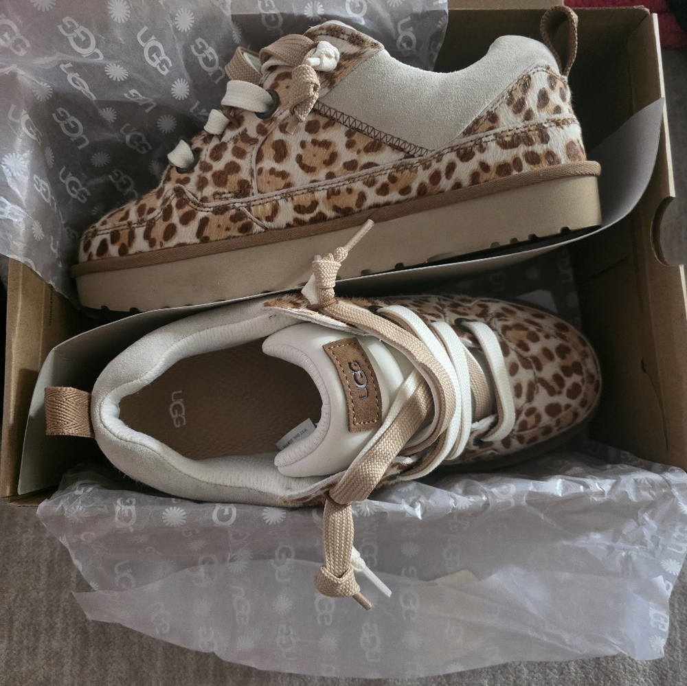 UGG Womens ' Leopard Print Sneakers - Tan and Cream
